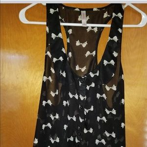 ☀️ Black and white bow sheer tank top ☀️